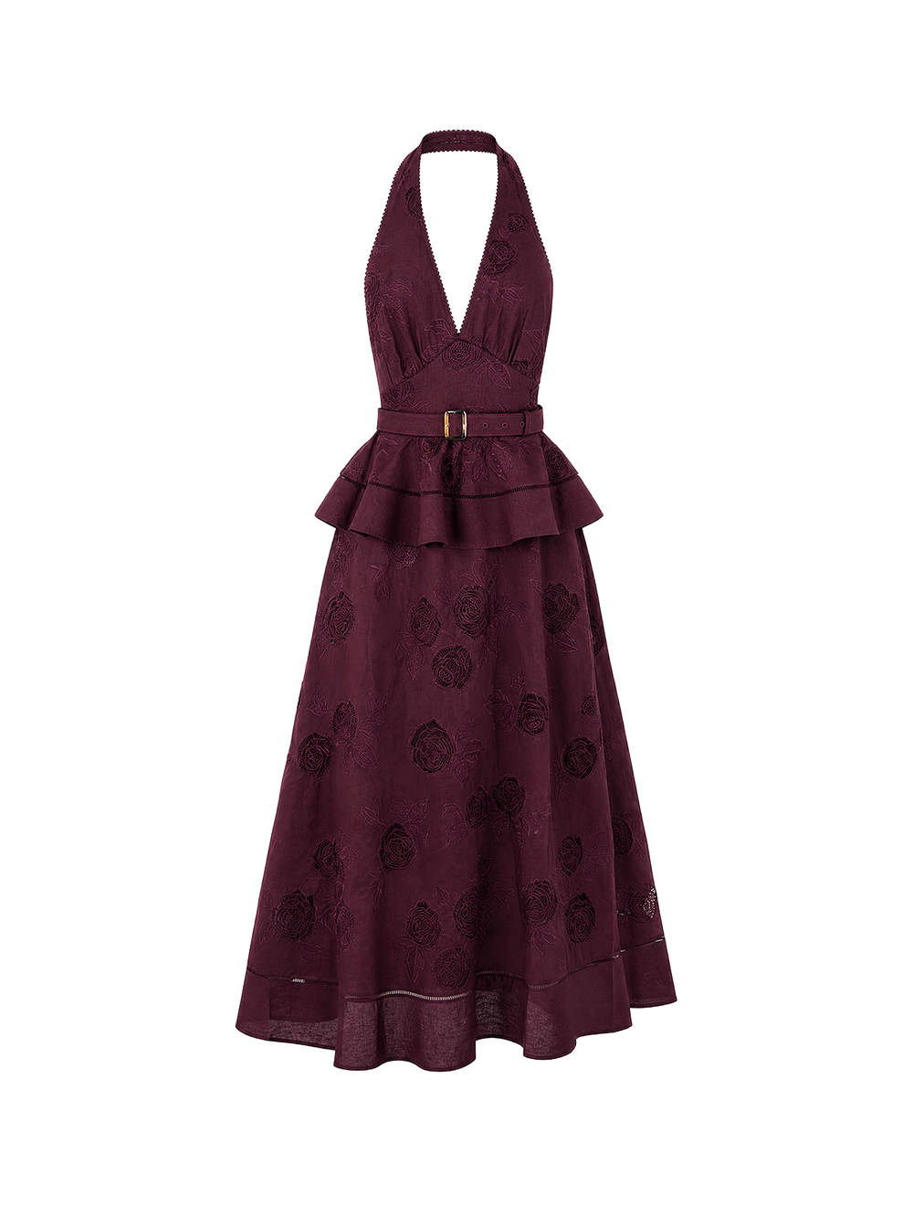 שמלת מידי פשתן בלנד Peplum