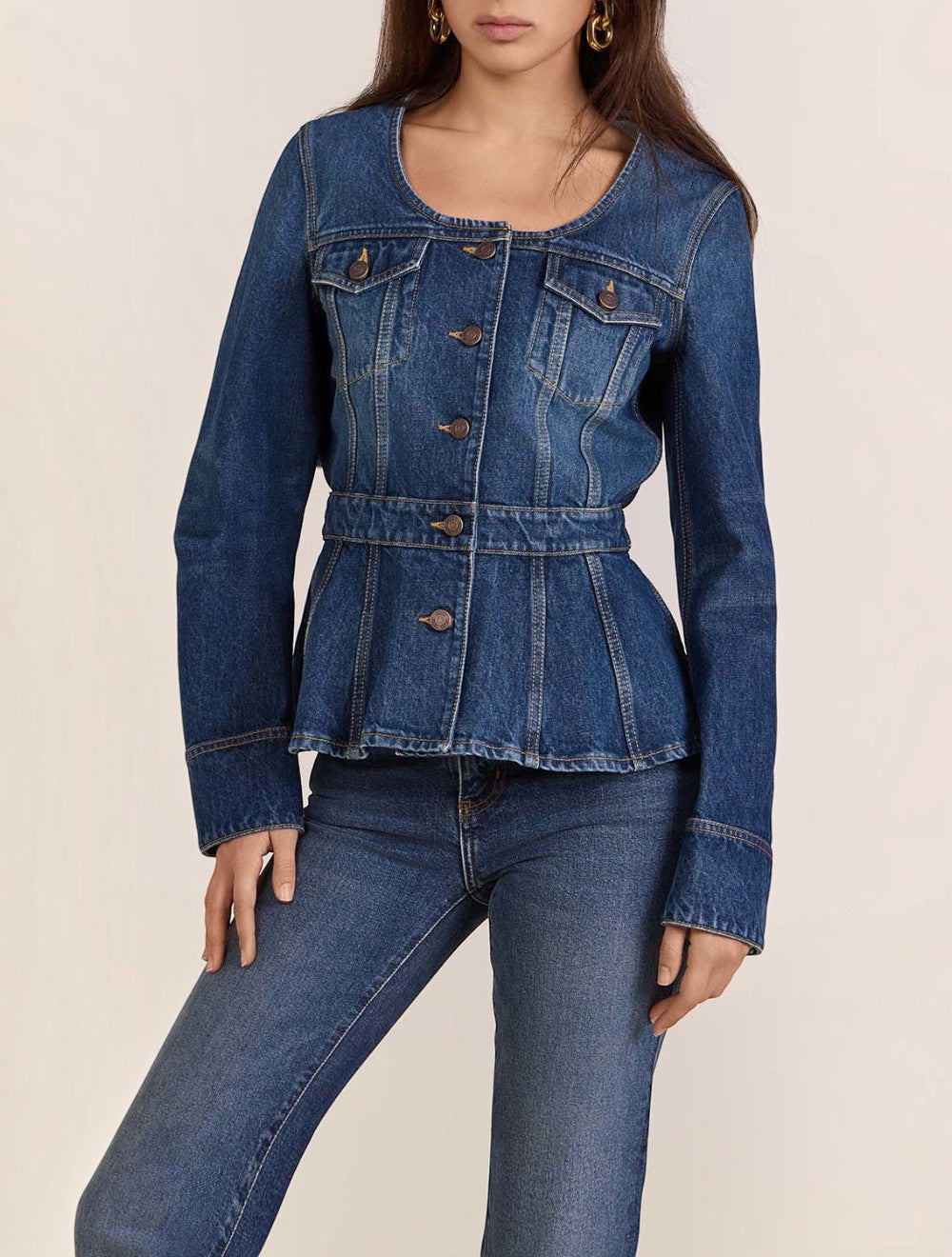 ז'קט ג'ינס Peplum Riding