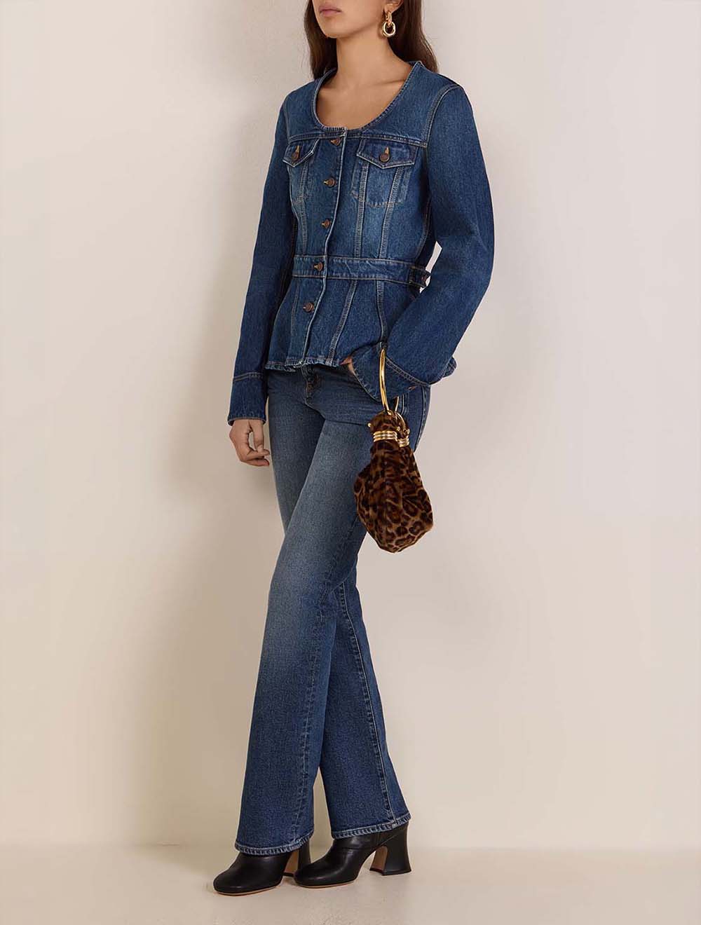 ז'קט ג'ינס Peplum Riding