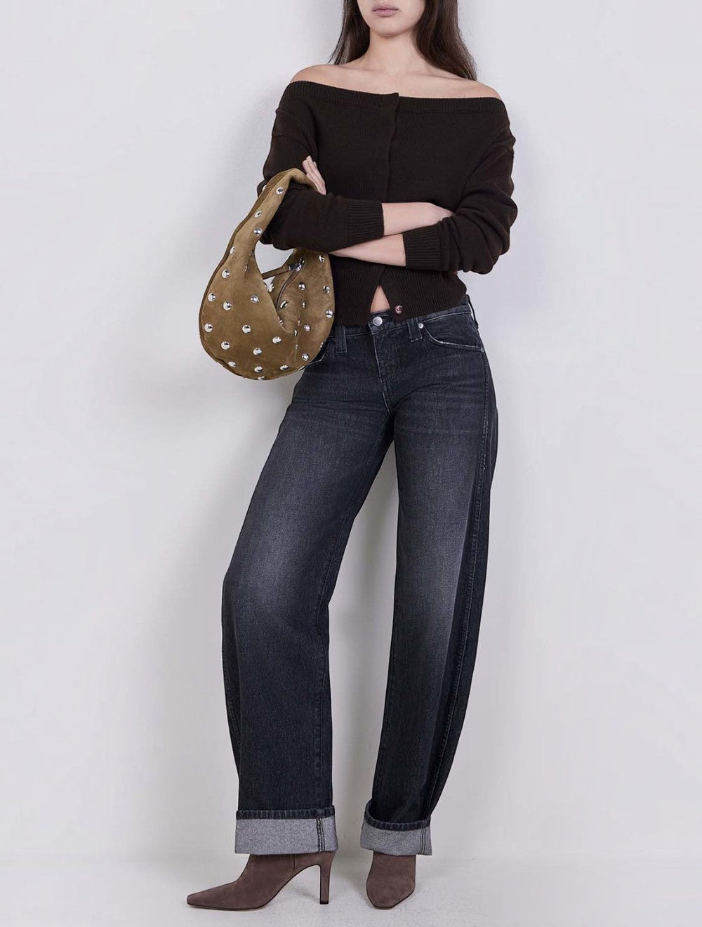 תיק הובו Olivia בינוני Studded עור