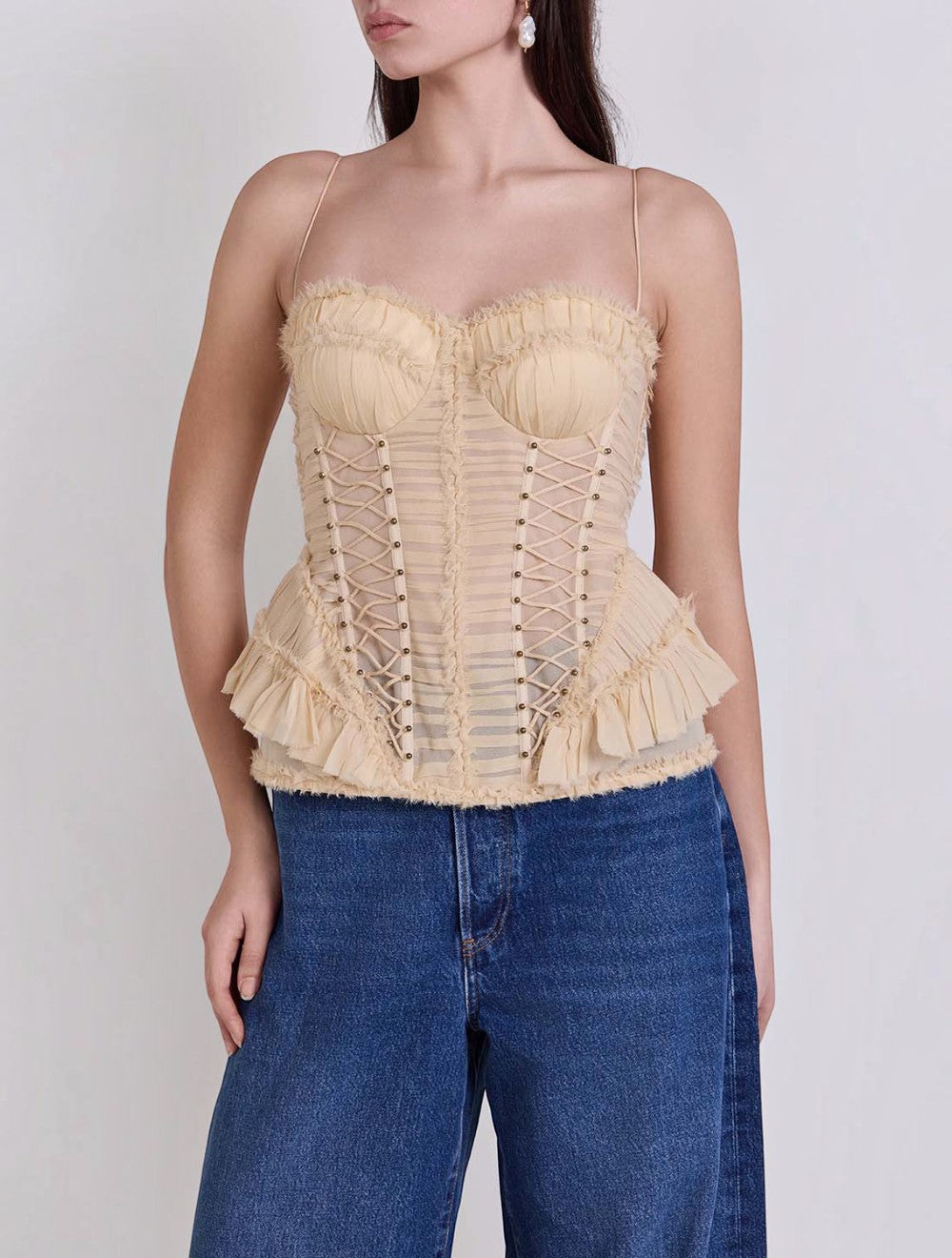 Rebellion Frayed משי Corset