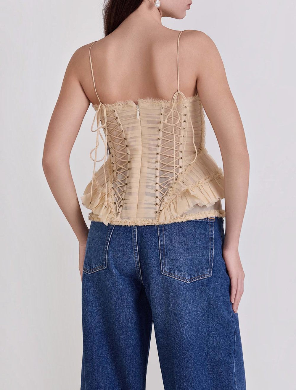 Rebellion Frayed משי Corset