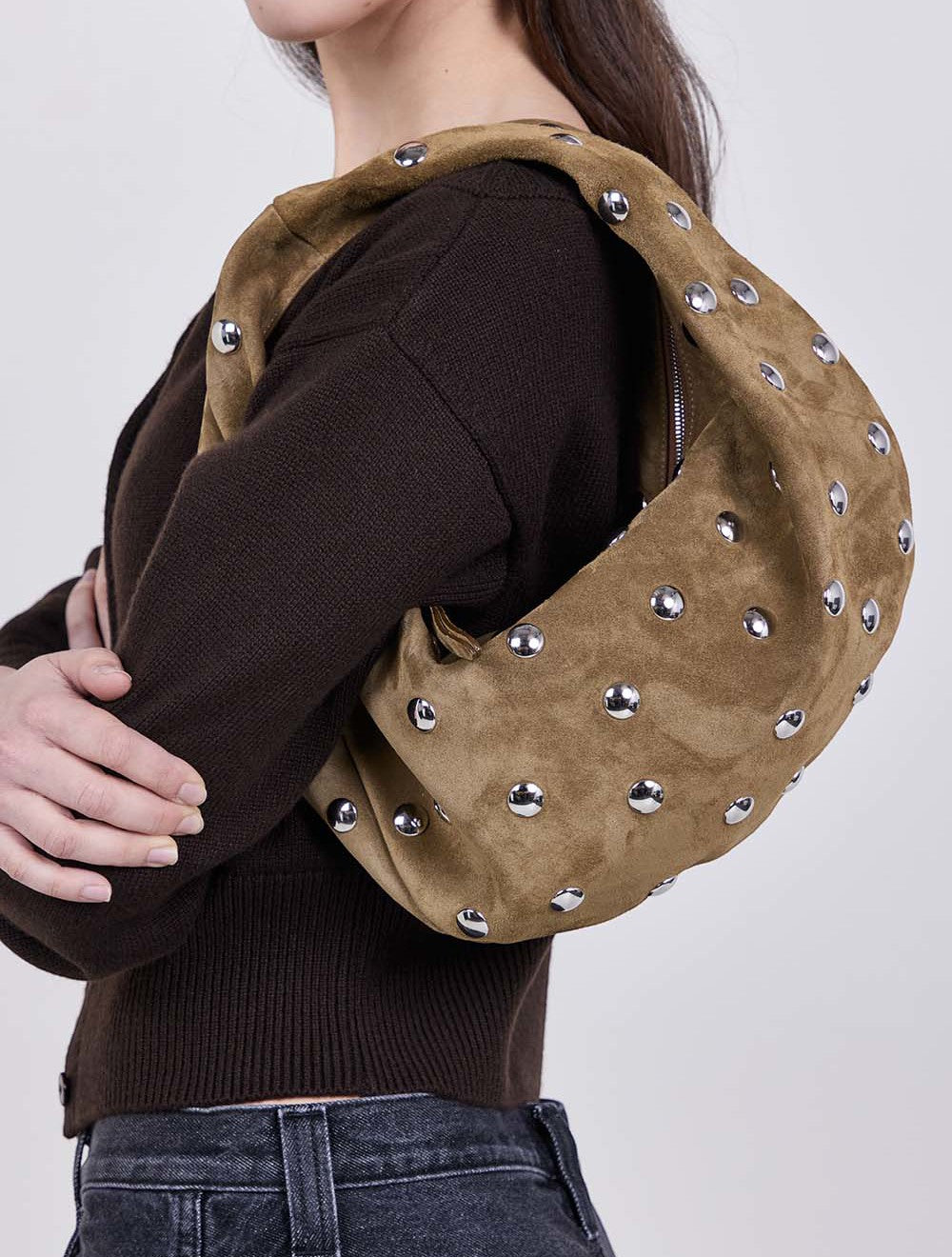 תיק הובו Olivia בינוני Studded עור