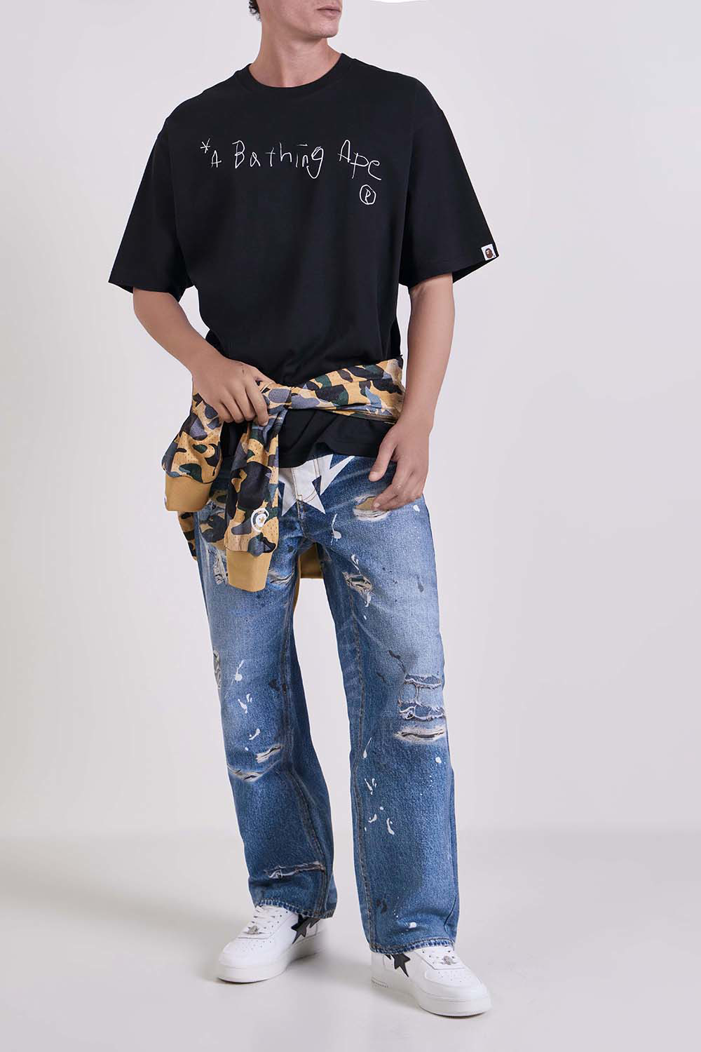 טי שירט Hand Draw Bathing Ape רלקסד פיט כותנה
