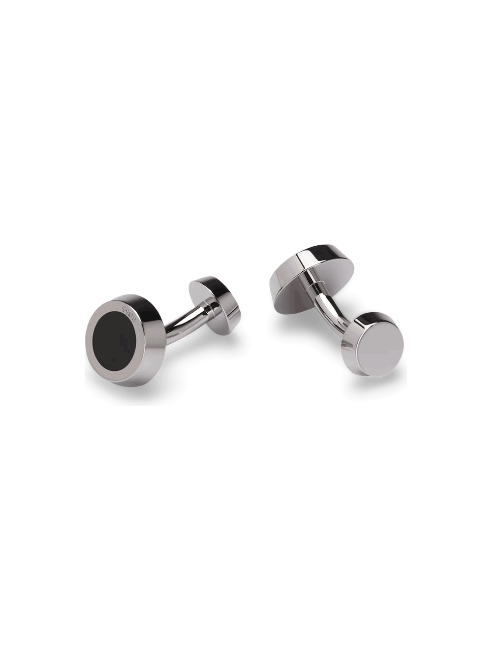 עגול Cufflinks עם Black-Enamel Insert