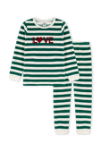 תמונה קידמית של גילאי 2-5 סט פיג'מת קטיפה עם פסים