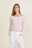 תמונת דוגמן קידמית של Nulu Mesh Boatneck Long-Sleeve Bodysuit
