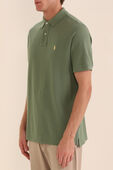 תמונת דוגמן קידמית של חולצת פולו קצרה מכותנה