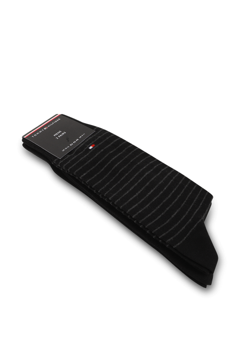 שני זוגות גרבי פסים בשחור ואפור TOMMY HILFIGER