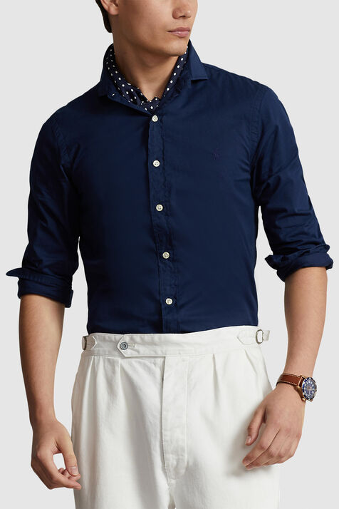 חולצת כפתורים ארוכה סלים מכותנה POLO RALPH LAUREN