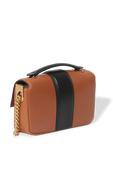 תמונה אחורית של Brown and Black Mini Baguette Bag with Chain