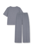 תמונה אחורית של סט פיג'מת פסים מכותנה אורגנית