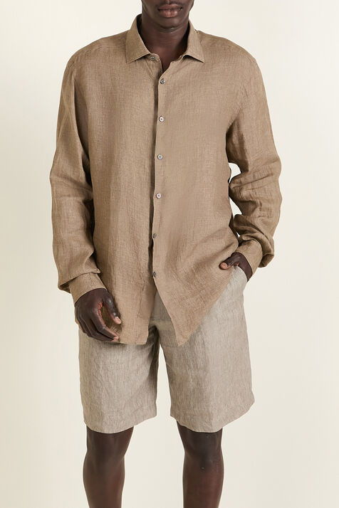 חולצה מכופתרת מפשתן ZEGNA