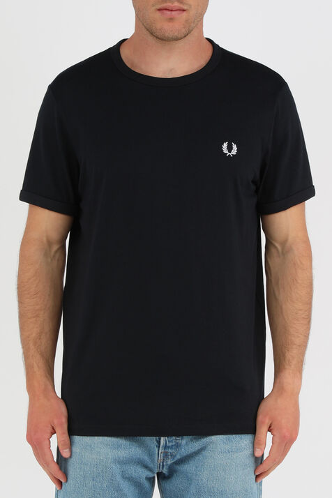 חולצת טי כחולה עם לוגו רקום FRED PERRY