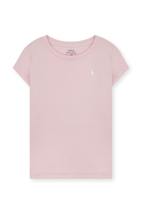 גילאי 5-6 חולצה טי ורודה עם לוגו רקום POLO RALPH LAUREN KIDS