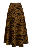 תמונה קידמית של חצאית מקסי בהדפס טייגר