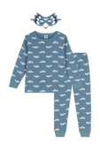 תמונה קידמית של סט פיג'מה ארוך עם הדפס ציפורים - גילאי 3-12