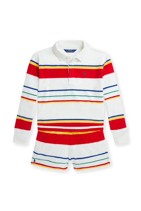 סט חולצת פולו ארוכה ומכנסיים קצרים - גילאי 8-16 שנים POLO RALPH LAUREN KIDS