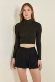 תמונת דוגמן קידמית של Glitter Knit Twist-Back Long Sleeve