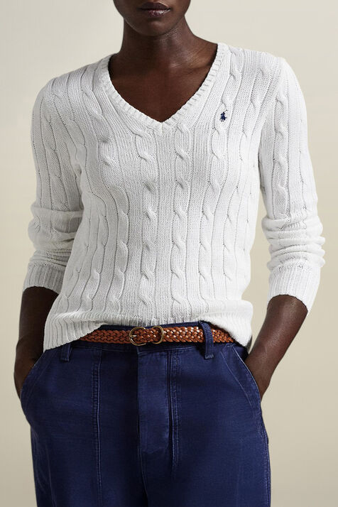 סריג מכותנה עם צווארון וי POLO RALPH LAUREN