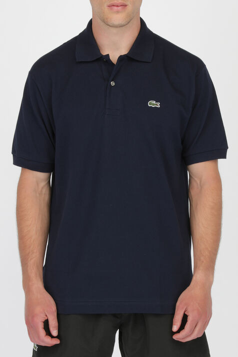 חולצת פולו קצרה בגוון כחול נייבי מכותנה LACOSTE