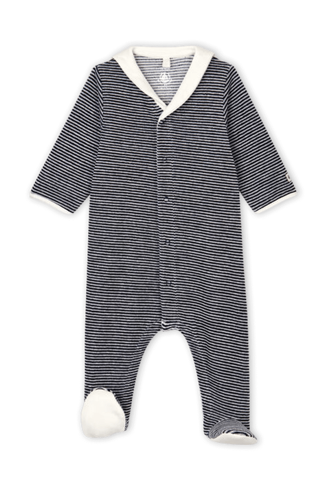 גילאי NB- 12 חודשים אוברול פסים ארוך עם רגליות PETIT BATEAU