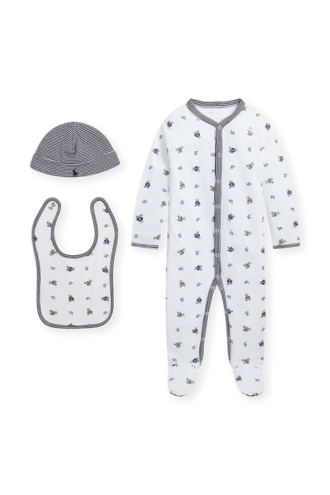 מארז מתנה - אברול, סינר וכובע - גילאי ניובורן-9 חודשים POLO RALPH LAUREN KIDS