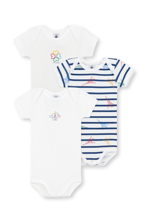 מארז שלושה בגדי גוף קצרים - גילאי 3-36 חודשים PETIT BATEAU