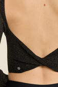 תמונת תקריב דוגמן של Glitter Knit Twist-Back Long Sleeve