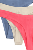 Wundermost Ultra-Soft Nulu Dipped-Waist Thong Underwear 3 Pack