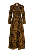 תמונה קידמית של שמלת מקסי בהדפס טייגר פלוק