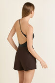 תמונת דוגמן אחורית של Nulu One-Shoulder Spaghetti-Strap Bodysuit