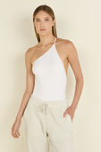 תמונת דוגמן קידמית של Nulu One-Shoulder Spaghetti-Strap Bodysuit