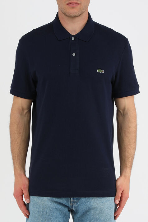 חולצה פולו כחולה עם לוגו רקום LACOSTE