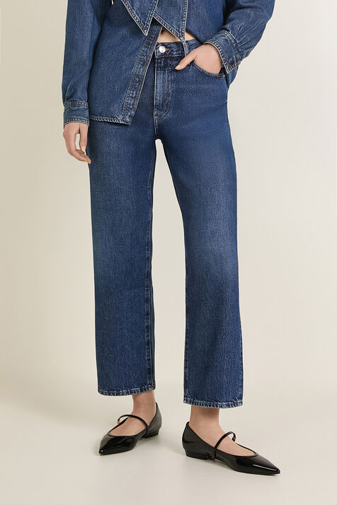 מכנסי ג'ינס קרופ בגזרה ישרה FRAME