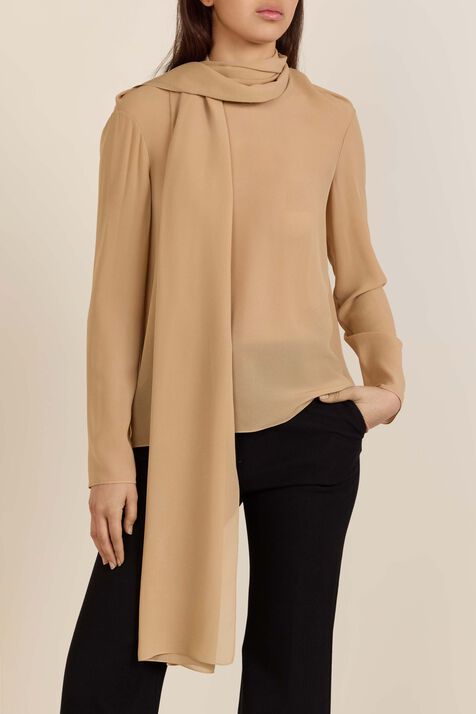 חולצת משי עם צעיף מובנה THE ROW