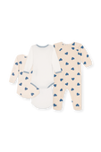 תמונה אחורית של מארז אוברול פיג'מה ושלושה בגדי גוף - גילאי 3-24 חודשים