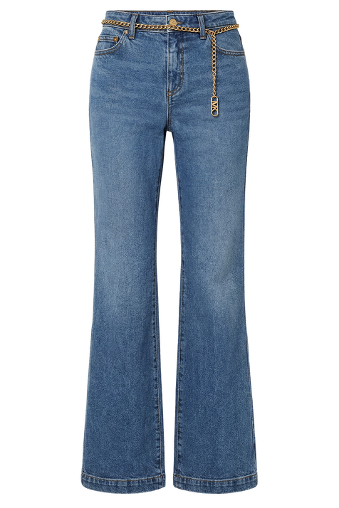 מכנסי ג'ינס מתרחבים עם חגורת שרשרת MICHAEL KORS