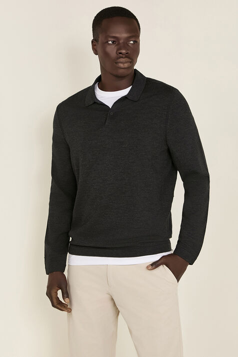 New Venture Long-Sleeve Knit Polo Shirt
