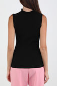תמונת דוגמן אחורית של Francoise Frill Neck Ribbed Sleeveless Sweater In Black