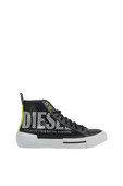 תמונה קידמית של Mesh Logo High Top Sneakers in Black