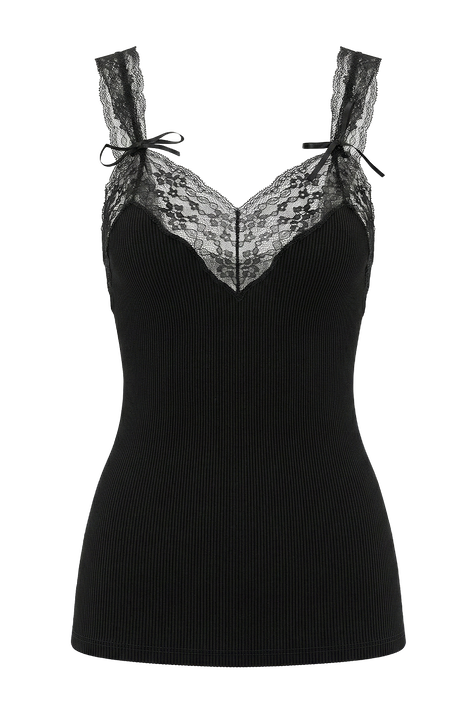 גופיית משי תחרה SAINT LAURENT