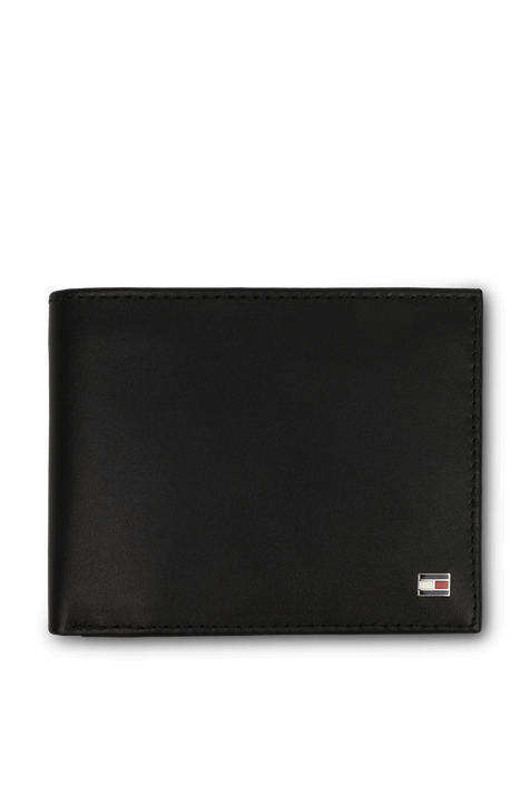 ארנק מעור שחור עם לוגו מוטבע TOMMY HILFIGER