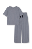 תמונה קידמית של סט פיג'מת פסים מכותנה אורגנית