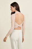 תמונת דוגמן אחורית של Glitter Knit Twist-Back Long Sleeve