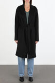 תמונת דוגמן קידמית של מעיל ארוך מצמר וקשמיר בצבע שחור