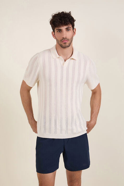 Cotton Blend Ribbed Short-Sleeve Polo Shirt LULULEMON