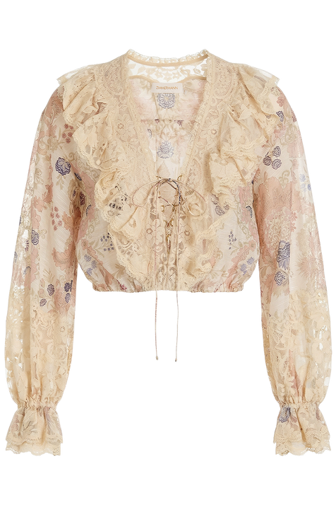 חולצת פשתן בהדפס פרחוני ZIMMERMANN