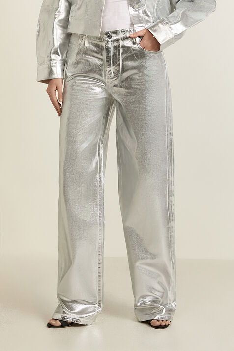 מכנסי ג'ינס מטאליים בגזרה רחבה ARMANI EXCHANGE