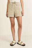 תמונת דוגמן קידמית של Cotton-Blend Poplin High-Rise Short 4